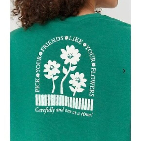 OUTDOOR VOICES FLOWERS GRAPHIC 100% ORGANIC COTTON TERRY CROPPED SWEATSHIRT, 3XL - Picture 2 of 6